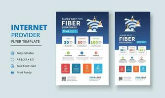 Super Fast Fiber Broadband Flyer, Internet Service Provider Flyer Template, Internet Service Provider Dl Flyer, Internet Service Provider Roll Up Banner vector