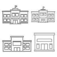 School Building icon in outline. vector