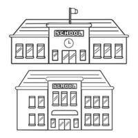 School Building icon in outline. vector