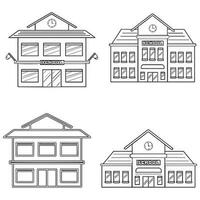 School Building icon in outline. vector