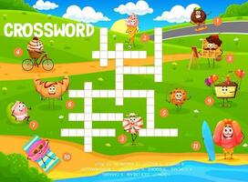 Crossword grid with candy and dessert characters vector