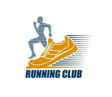 Marathon run sport icon, fitness club symbol vector