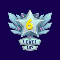 Game interface level up metal badge steel win icon vector