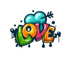 Love graffiti street art, urban style heart, arrow vector