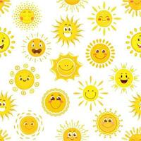 Sun cartoon characters seamless pattern vector