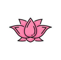 Buddhism symbol, waterlily lotus flower color icon vector