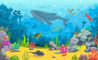 Cartoon underwater landscape, vector background