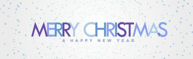 Minimal Merry Christmas and Happy New Year Typographic Banner. Teal blue snowdrops with 2022 mark on top and white background. Simple Merry Christmas Text header. Vector Illustration. EPS 10.