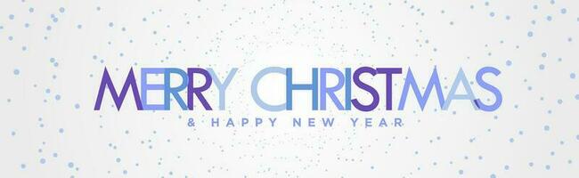 Minimal Merry Christmas and Happy New Year Typographic Banner. Teal blue snowdrops with 2022 mark on top and white background. Simple Merry Christmas Text header. Vector Illustration. EPS 10.