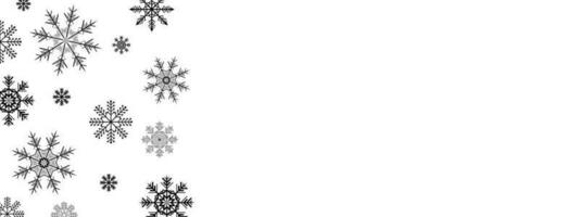 Snowflakes Winter Banner isolated on white background. Black snowflakes on left side with white empty space. Editable Vector Illustration. EPS 10.