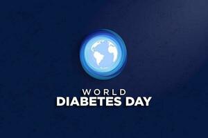 World Diabetes Day Banner with 3d Blue Abstract Circle for diabetes icon concept and planet Earth on dark blue gradient background. Vector Illustration. EPS 10.