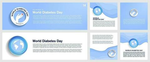 Set of World Diabetes Day Template Card Posters and Banners on blue abstract backgrounds with Circular Diabetes Day Symbol. Vector Illustration. EPS 10. Perfect for social media, banners, posters.