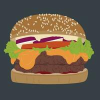 Burger flat illustration vector