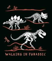 dinosaurio fósil vector vistoso ilustración en despojado estilo. editable Arte para decoración, huellas dactilares en camisetas y etc.