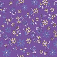 Vector colorful illustration of repeat pattern with flowers in doodle style. Editable art for print on fabrics, wallpapers, decoration and etc.