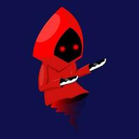 a red hooded figure with glowing eyes vector