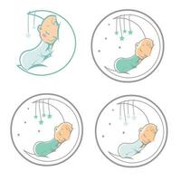 set baby sleep logo vector