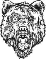 Mysterious horror zombie head bear monster outline vector illustrations for your work logo, merchandise t-shirt, stickers and label designs, poster, greeting cards advertising business company