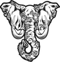 Fear terrifying zombie elephant head silhouette vector illustrations for your work logo, merchandise t-shirt, stickers and label designs, poster, greeting cards advertising business company