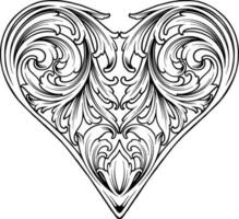 Vintage inspired engraved flowers heart shaped monochrome  vector illustrations for your work logo, merchandise t-shirt, stickers and label designs, poster, greeting cards advertising business