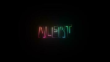 Alert glow colorful neon laser text animation glitch effect video