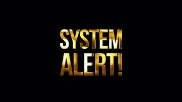 System Alert gold shine light motion glitch text effect video