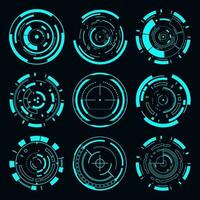 Vector set sci fi frame user interface element. Technology futuristic abstract HUD.