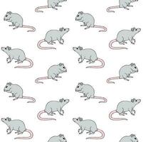 Vector seamless pattern of flat rat mouse face