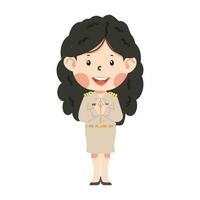 Thai female teacher in uniform vector