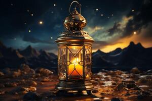 Eid mubarak and ramadan kareem greetings with islamic lantern and mosque. Eid al fitr background. Eid al fitr background of window concept by photo