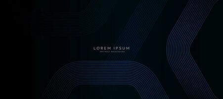 Dark blue abstract background with glowing lines. Modern shiny blue lines pattern. Elegant graphic design. Futuristic technology concept. Vector illustration
