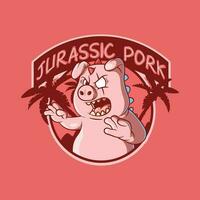 Scary Dino Pig Mascot design concept. Funny, brand, logo design concept. vector