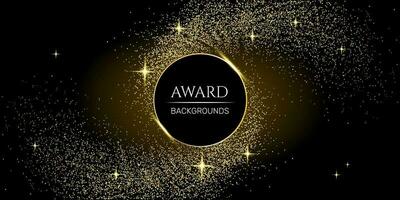 Award ceremony luxurious vector background with golden sparkles and stars.