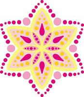 punto pintura australiano rosado y amarillo mandala vector