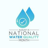 National water quality month is observed every year in august. August is national water quality month. Vector template for banner, greeting card, poster with background. Vector illustration.