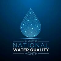 National water quality month is observed every year in august. Low poly style design. Geometric background. Vector template for banner. Isolated vector illustration.