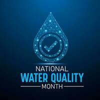 National water quality month is observed every year in august. Low poly style design. Geometric background. Vector template for banner. Isolated vector illustration.