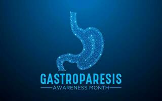 Gastroparesis awareness month is observed every year in august. Low poly style design. Geometric background. Vector template for banner. Isolated vector illustration.