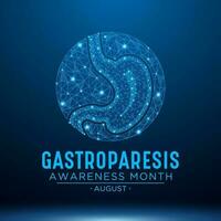 Gastroparesis awareness month is observed every year in august. Low poly style design. Geometric background. Vector template for banner. Isolated vector illustration.
