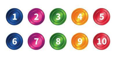 3d colorful numbers one to ten collection vector