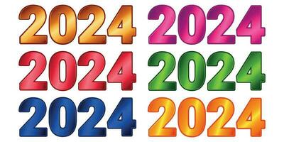 2024 number collection ful modern colorful 3d vector