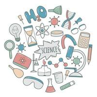 Hand drawn science round banner vector