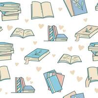 Love for books seamless pattern vector