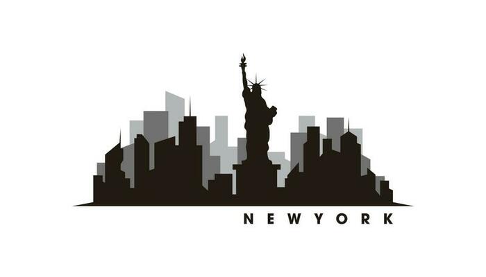 New York skyline and landmarks silhouette vector