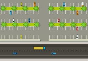 a top view parking lot containing a few cars vector