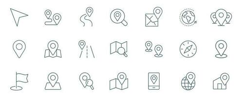 Maps And Navigation Icon vector. symbol of  location, geo map, route, and navigate outline illustration vector