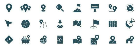 Navigation vector icon set. location, map, GPS, place, address, pointer, direction, icons illustration