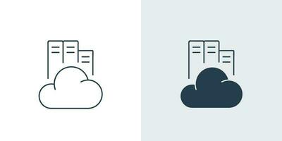 Cloud Server Icon Vector. Outline illustration of Cloud library and cloud server vector