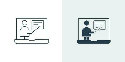 E Learning And Education line icon. online consultancy and computer online class icon vector