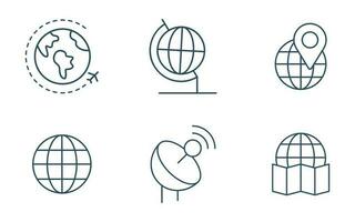 Glove icon set vector. symbol of the web, plane, location, map, and network antenna outline illustration vector